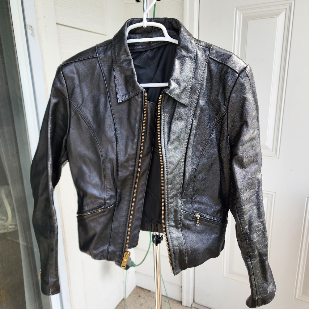 Vintage real leather biker jacket